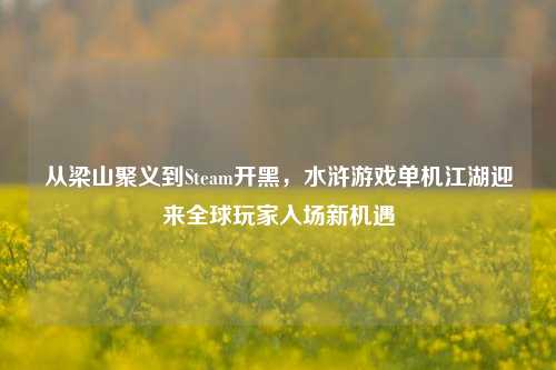 从梁山聚义到Steam开黑，水浒游戏单机江湖迎来全球玩家入场新机遇