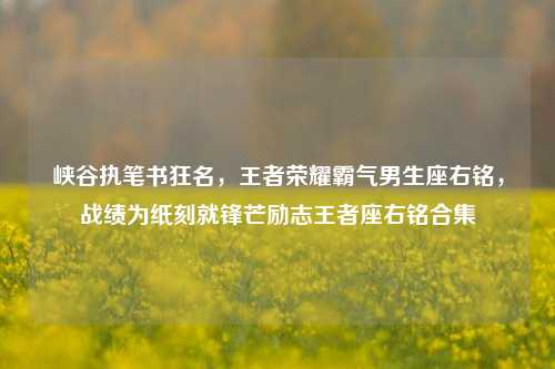 峡谷执笔书狂名，王者荣耀霸气男生座右铭，战绩为纸刻就锋芒励志王者座右铭合集