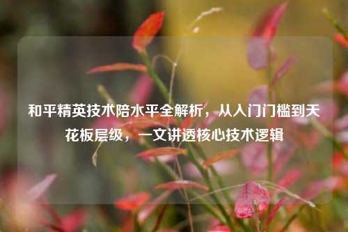 和平精英技术陪水平全解析,从入门门槛到天花板层级,一文讲透核心技术逻辑