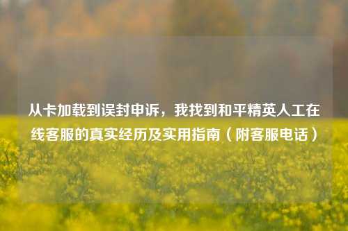 从卡加载到误封申诉,我找到和平精英人工在线客服的真实经历及实用指南(附客服电话)