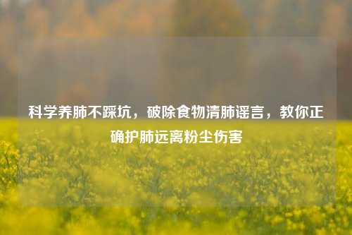 科学养肺不踩坑,破除食物清肺谣言,教你正确护肺远离粉尘伤害
