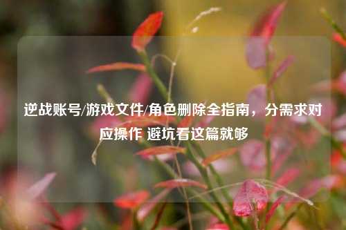 逆战账号/游戏文件/角色删除全指南，分需求对应操作 避坑看这篇就够