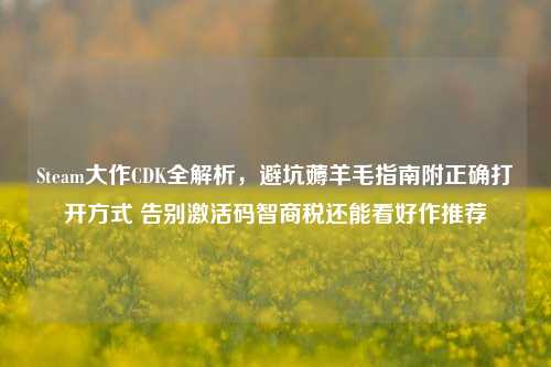 Steam大作CDK全解析，避坑薅羊毛指南附正确打开方式 告别激活码智商税还能看好作推荐